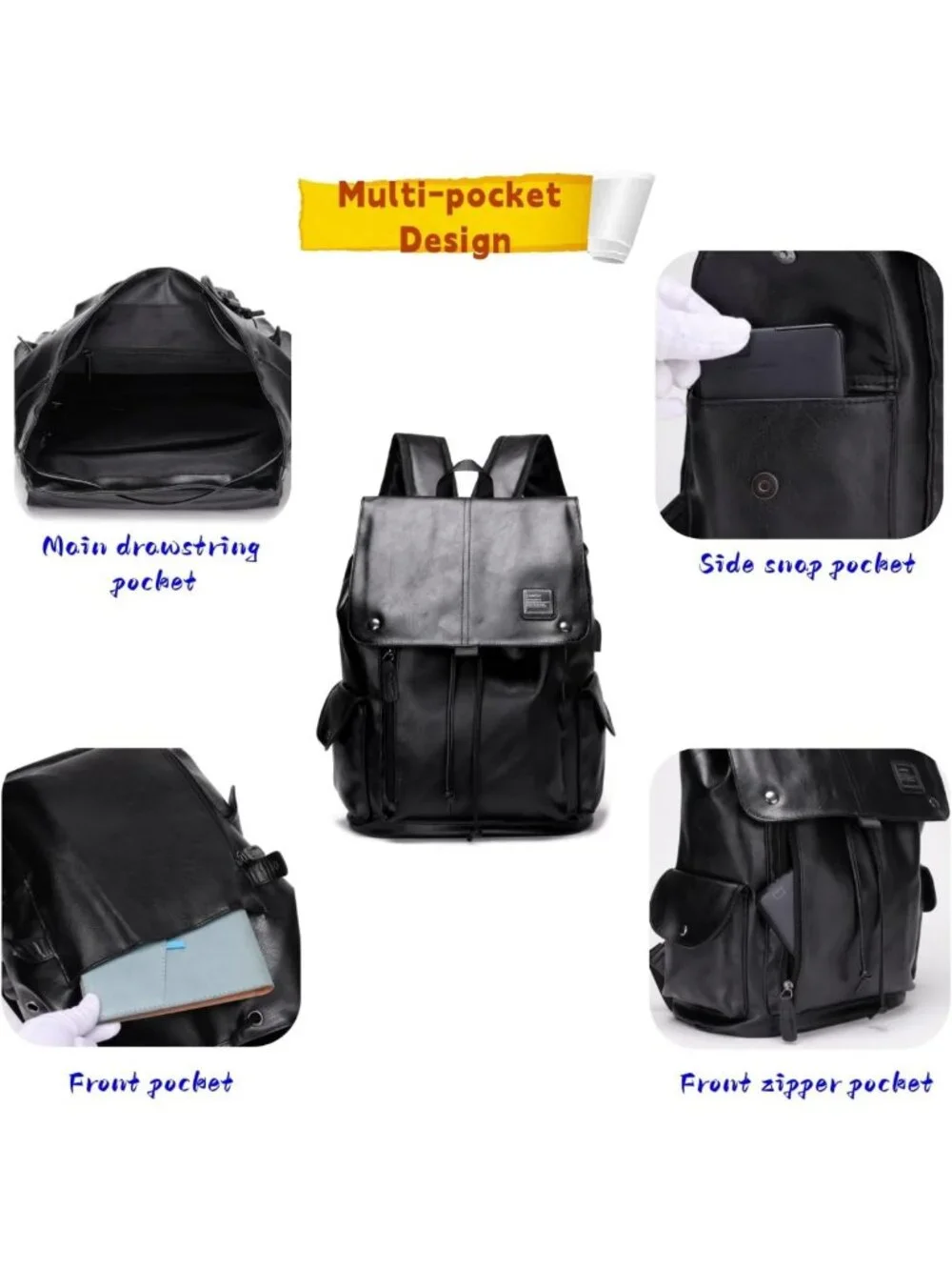Stylish Waterproof Leather Backpack with USB Charging Port for Work & Travel